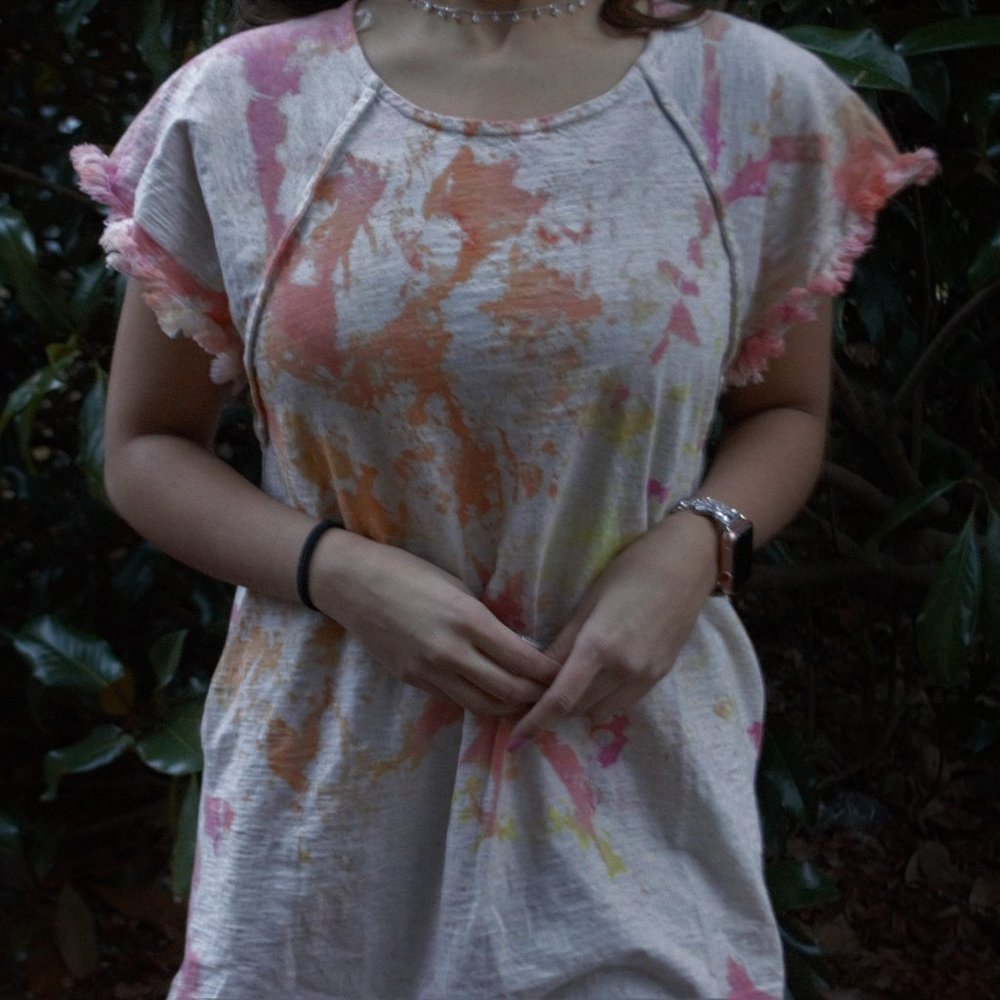 Light Grey, Orange, Pink, & Yellow Tie-Dye Cover Up/Tunic